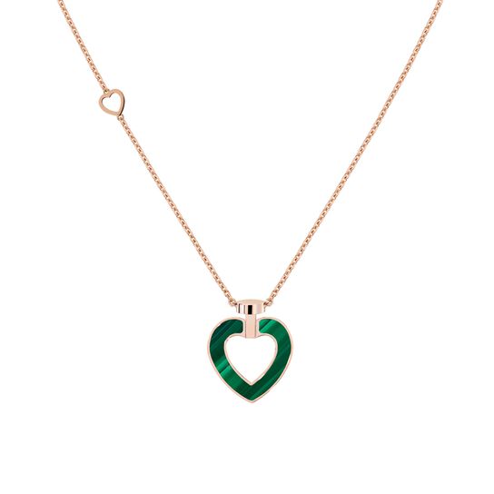 Pretty Woman Medium Rose Gold, Malachite, Mother-of-Pearl and Diamond Heart Pendant image number 0